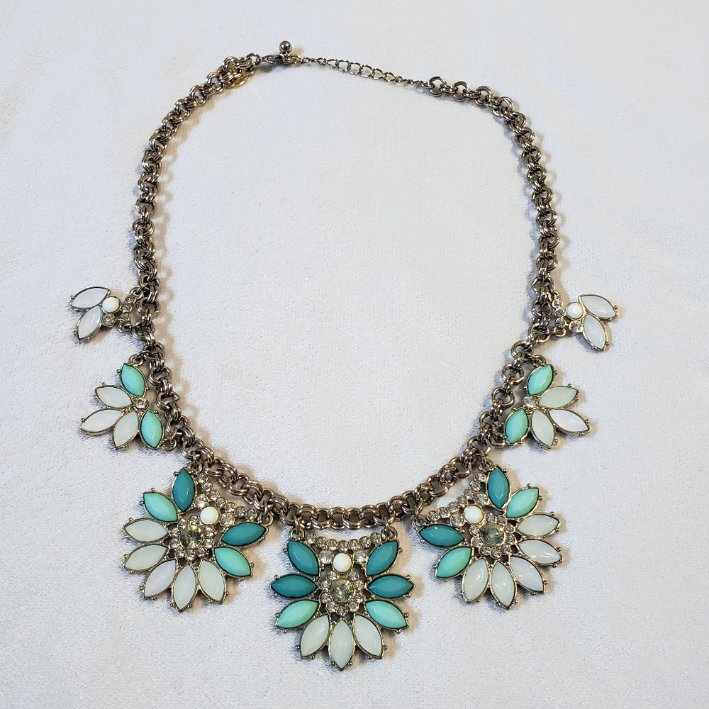 White House Blacket Market Floral Necklace with Turquoise and White Accents